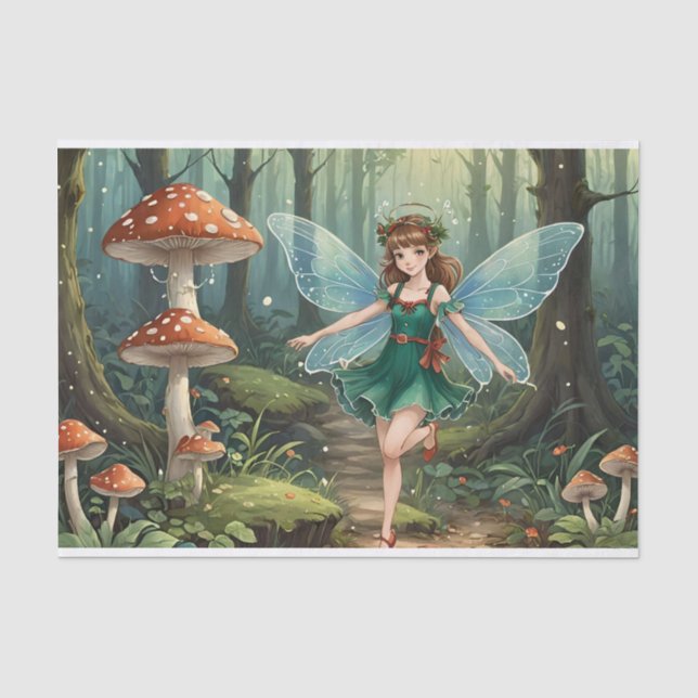 Papier Mousseline Découpage Fée de champignons de Noël (Recto)