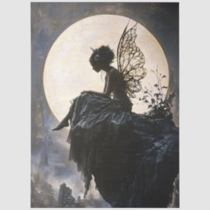 Papier Mousseline Découpage fée de lune gothique