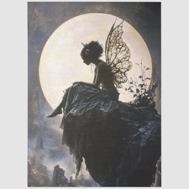 Papier Mousseline Découpage fée de lune gothique (Recto)