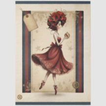 Découpage femme fantaisiste, vintage