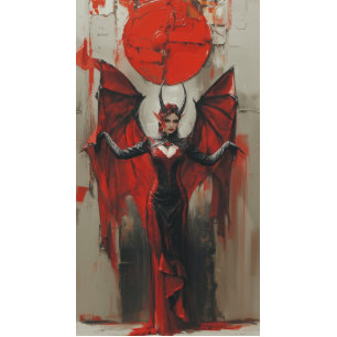 Papier Mousseline Découpage femme gothique en rouge