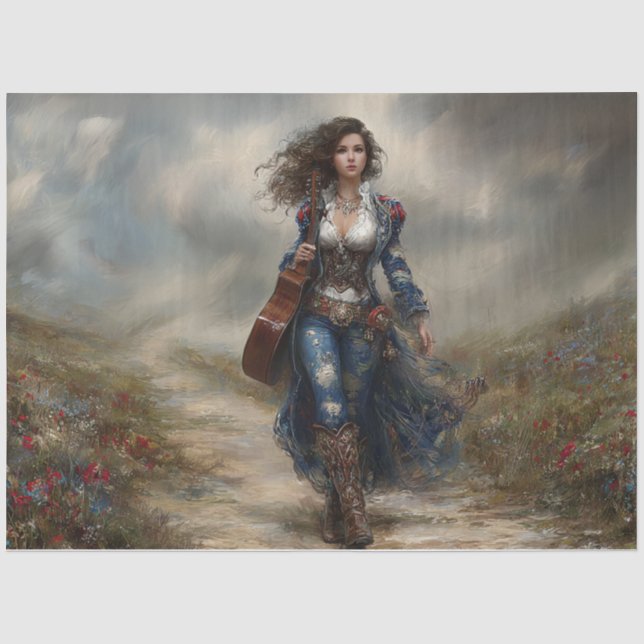 Papier Mousseline Decoupage Fields of Melody Country Singer  (Recto)
