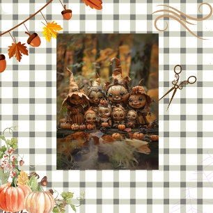 Papier Mousseline Découpage Figurines d'automne en forêt Citrouille