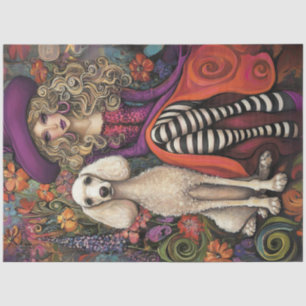 Papier Mousseline Découpage Fille Whimsical Violet & Poodle Snowball