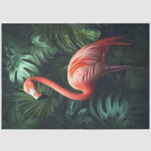 Papier Mousseline Découpage Flamant rose et Feuilles de la jungle