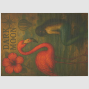 Papier Mousseline Découpage Flamant rose et sirène de lune foncée