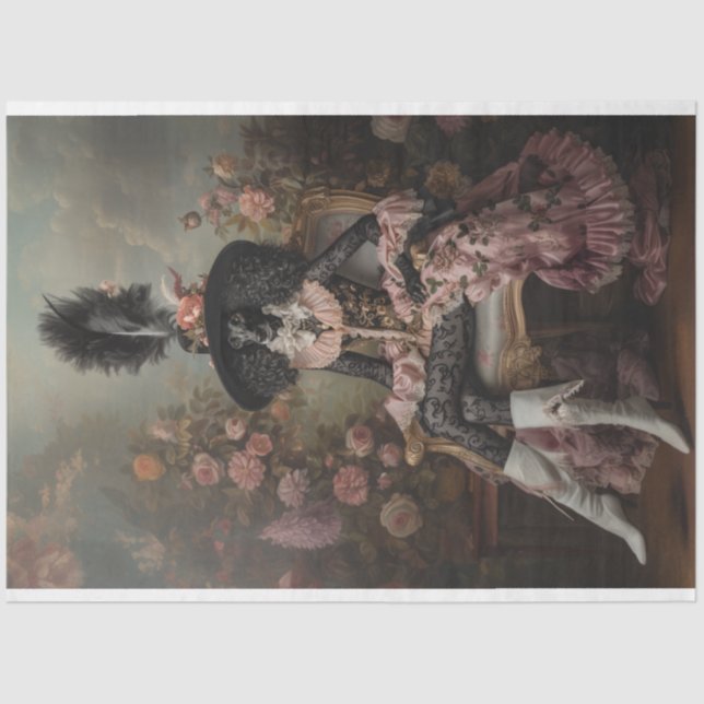 Papier Mousseline Découpage Flamboyant Standard Poodle (Recto)