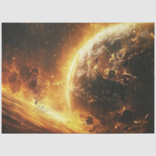 Papier Mousseline Découpage Flammes Ardentes Terre Chaotique