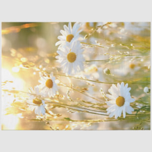 Papier Mousseline Découpage Fleur de champ blanc et jaune brillant