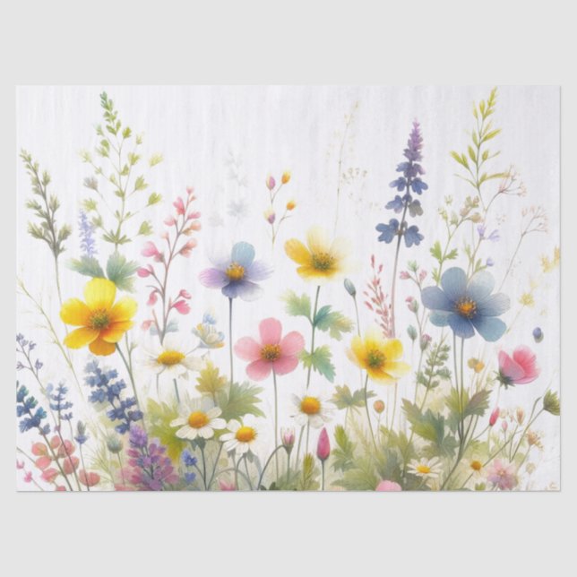 Papier Mousseline Découpage Fleur sauvage couleur pastel (Recto)