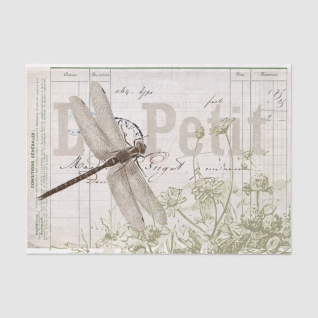 Papier Mousseline Découpage Fleur sauvage de dragonfly français Vint (Recto)