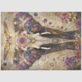 Papier Mousseline Découpage Fleurs colorées d'éléphants vibrants