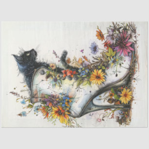 Papier Mousseline Découpage Fleurs de chats à haut talon Artistique