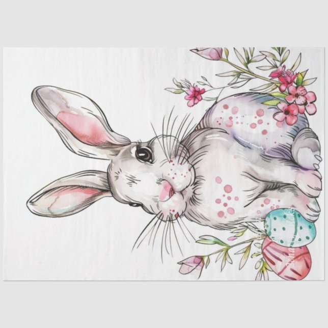 Papier Mousseline Découpage Fleurs de lapin de Pâques blanches (Recto)