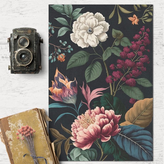 Papier Mousseline Découpage Fleurs vintages foncées (Créateur téléchargé)