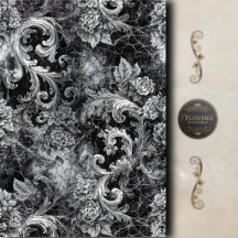 Découpage floral à rouleau argent noir