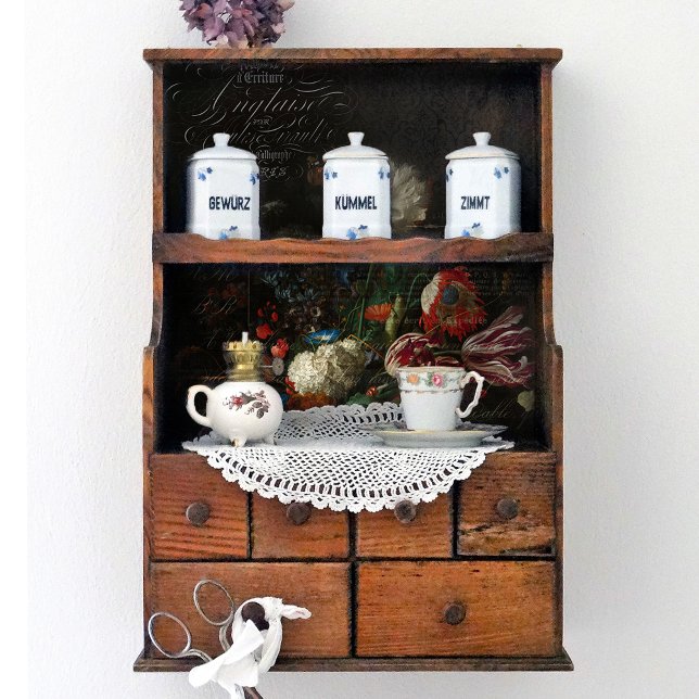 Papier Mousseline Découpage Floral Antique & Script Français (Créateur téléchargé)