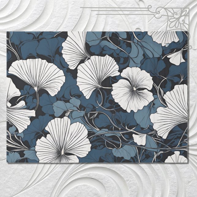 Papier Mousseline Découpage Floral bleu moderne (Créateur téléchargé)
