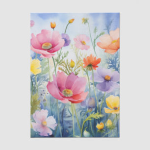 Papier Mousseline Découpage floral de printemps à l'aquarelle vintag