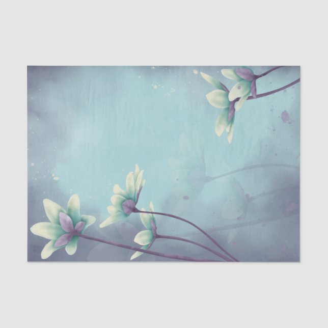 Papier Mousseline Découpage florale bleu aquarelle (Recto)