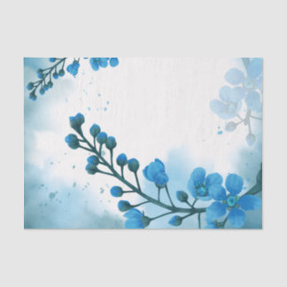 Papier Mousseline Découpage florale bleu aquarelle