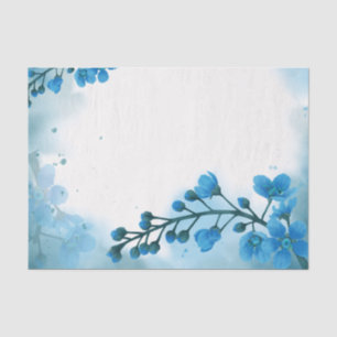 Papier Mousseline Découpage florale bleu aquarelle