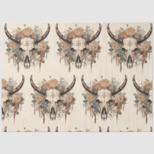 Papier Mousseline Découpage florale du crâne de Boho occidental
