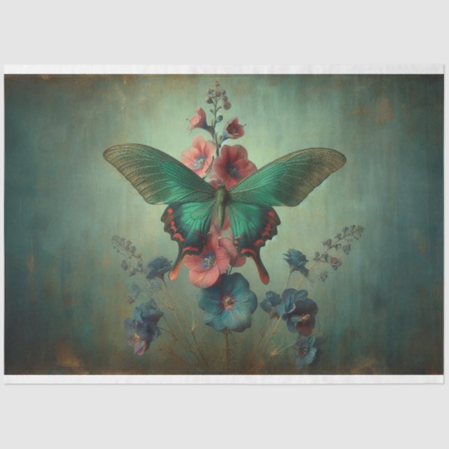 Papier Mousseline Découpage florale papillon (Recto)