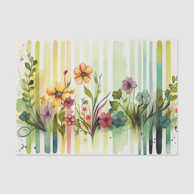 Papier Mousseline Découpage florale vert pourpre fleur sauvage T (Recto)