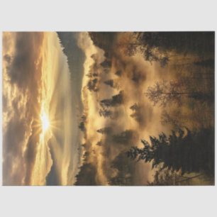 Papier Mousseline Découpage Forêt d'or paysage brouillard lever de s