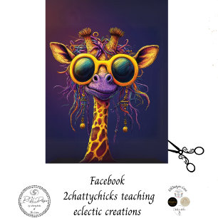 Papier Mousseline Découpage Funky Giraffe Lunettes de soleil Jaune A