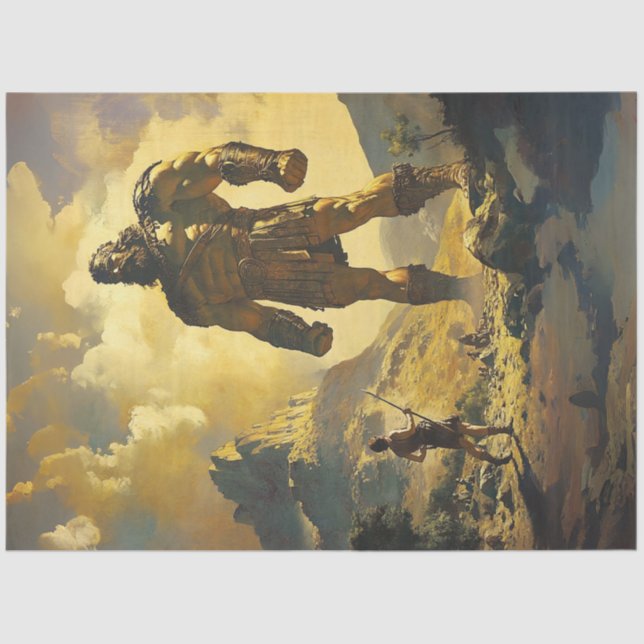 Papier Mousseline Découpage Géant Goliath & David (Recto)