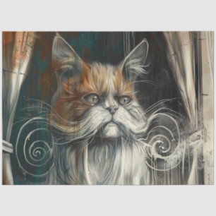 Papier Mousseline Découpage Glamour Chat Mustache Abstrait