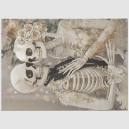 Papier Mousseline Découpage Gothique Verre Blanc Squelette Couple Me