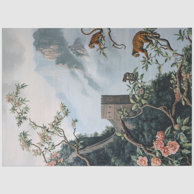 Papier Mousseline Découpage Grande Muraille de Chine orientale (Recto)