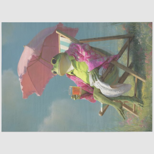Papier Mousseline Découpage Grenouille d'été Whimsical le jour chaud (Recto)