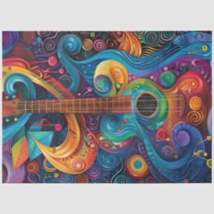 Papier Mousseline Découpage Guitare Motif vibrante de l'artiste