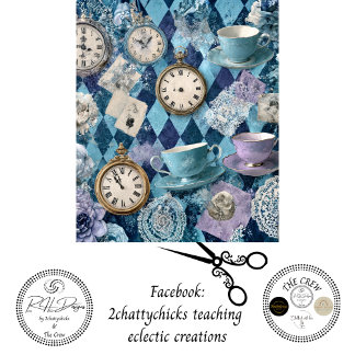 Papier Mousseline Decoupage Harlequin Tea Time Clocks Teacups 