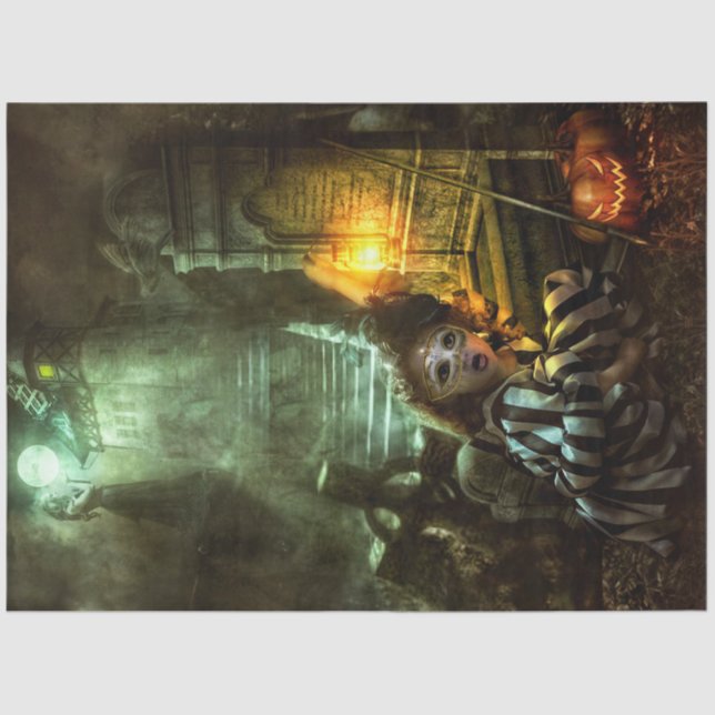 Papier Mousseline Découpage Hauné Castle and Grave Headstone (Recto)