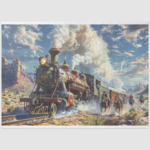 Papier Mousseline Découpage Heist Train Vintage Ouest