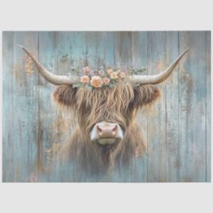 Papier Mousseline Découpage Highland Cow Blue Arrière - plan désorga
