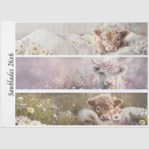 Papier Mousseline Decoupage Highland Veau Florals Dessins de scie à