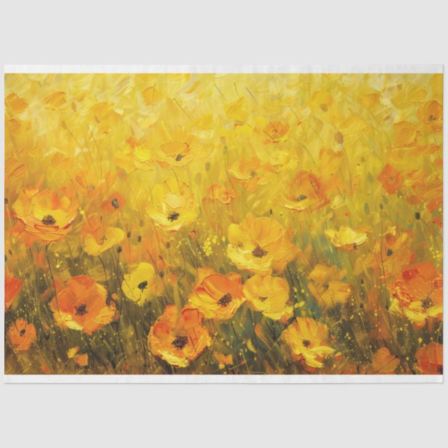 Papier Mousseline Découpage impressionniste Fleur sauvage jaune (Recto)