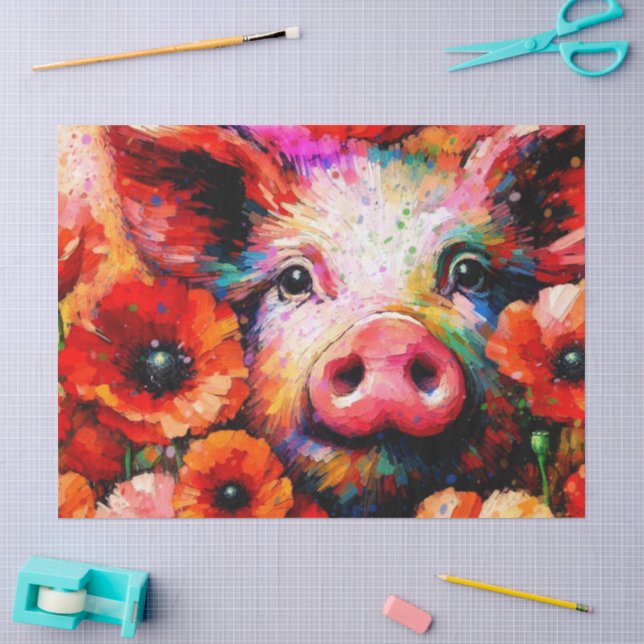 Papier Mousseline Découpage impressionniste Fleurs de pavot à cochon (Artisanat)