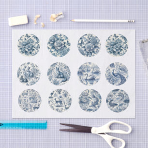 Papier Mousseline Découpage individuel bleu inspiré de la chinoiseri