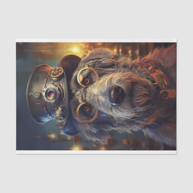 Papier Mousseline Découpage Irish Wolfhound Steampunk (Recto)