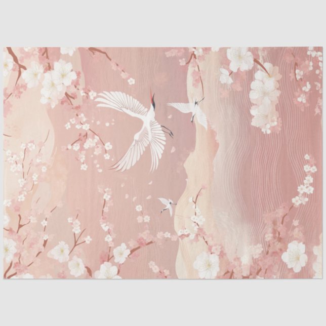 Papier Mousseline Découpage Japon Printemps Paysage de fleurs enjoué (Recto)