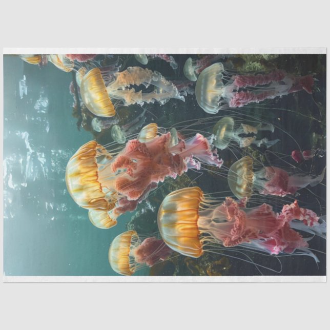 Papier Mousseline Découpage Jellyfish de couleurs vives (Recto)