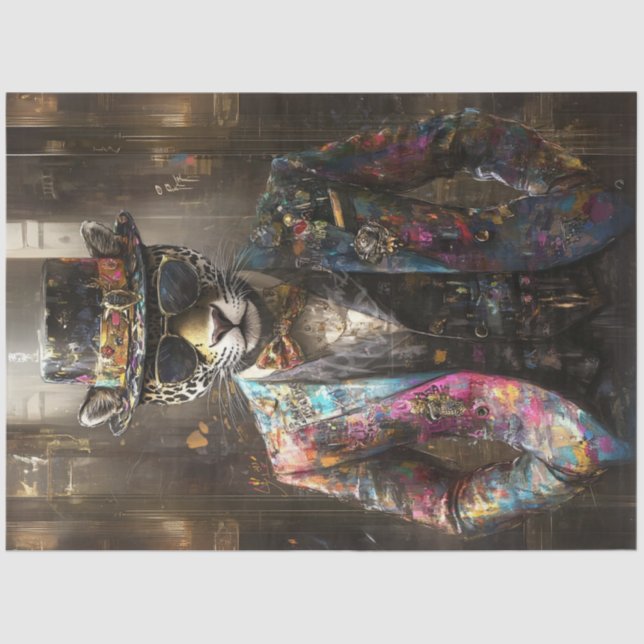 Papier Mousseline Découpage Joli spectacle de mode léopard (Recto)