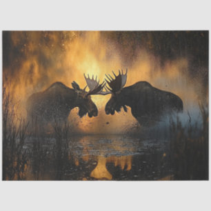 Papier Mousseline Découpage La chasse aux orignaux Le coucher du sol